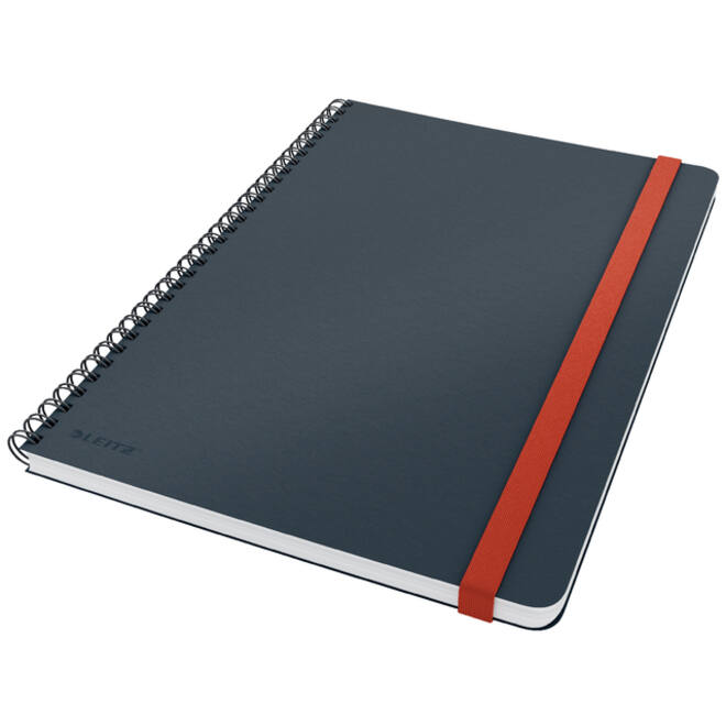 Notitieboek Leitz Cosy B5 160blz 100gr spiraal lijn grijs