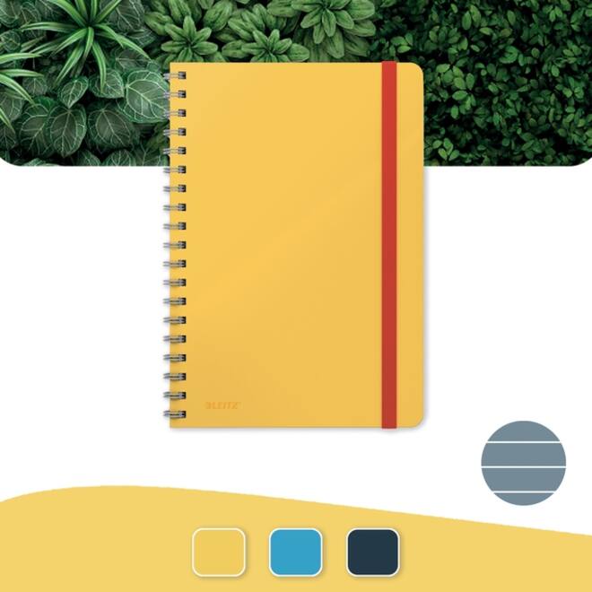Notitieboek Leitz Cosy B5 160blz 100gr spiraal lijn geel
