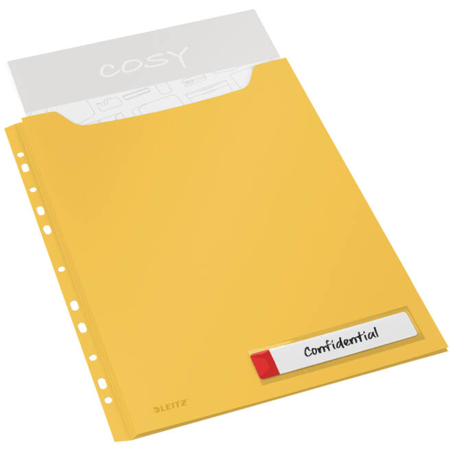 Insteekmap U-model Leitz Cosy harmonica A4 met perforatiestrip PP geel