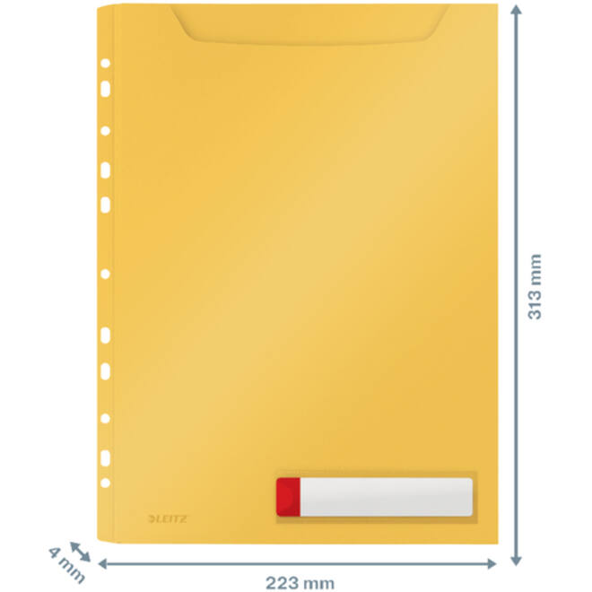 Insteekmap U-model Leitz Cosy harmonica A4 met perforatiestrip PP geel