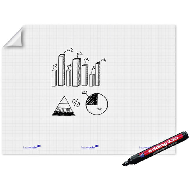 Magic-Chart Legamaster flipchart XL 90x120cm wit met ruit