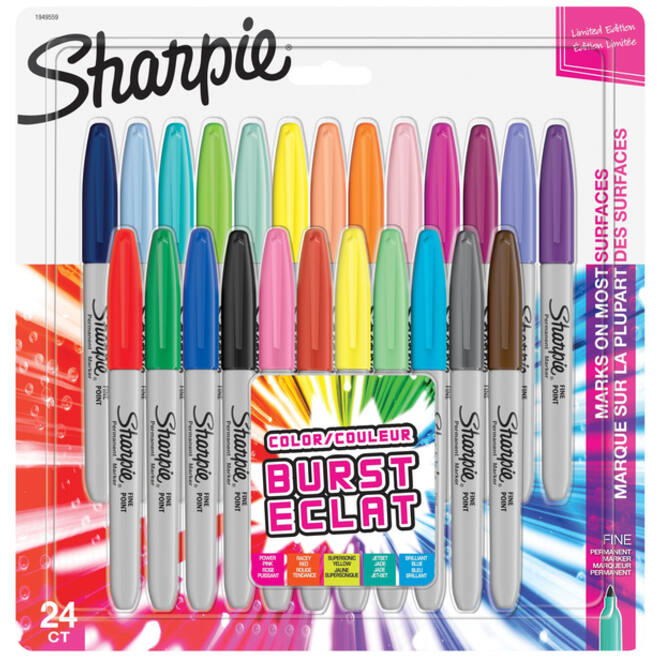 Viltstift Sharpie rond Color Burst Eclat fijn assorti blister à 24 stuks
