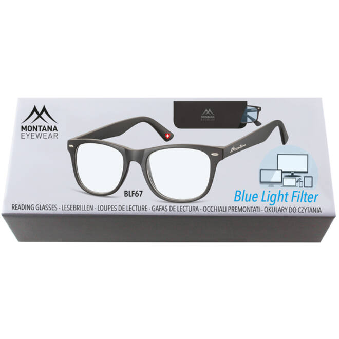 Leesbril Montana blue light filter +3.00 dpt zwart