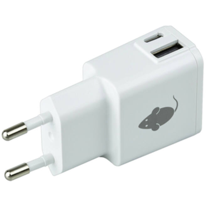 Oplader Green Mouse USB-C 1x en USB-A 1x 2.4A wit