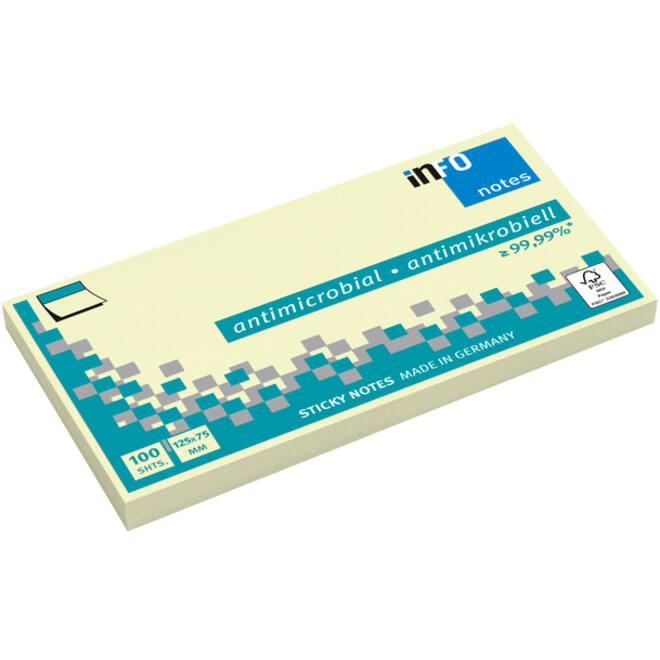 Memoblok info notes antimicrobiëel 100 vel 125x75mm geel