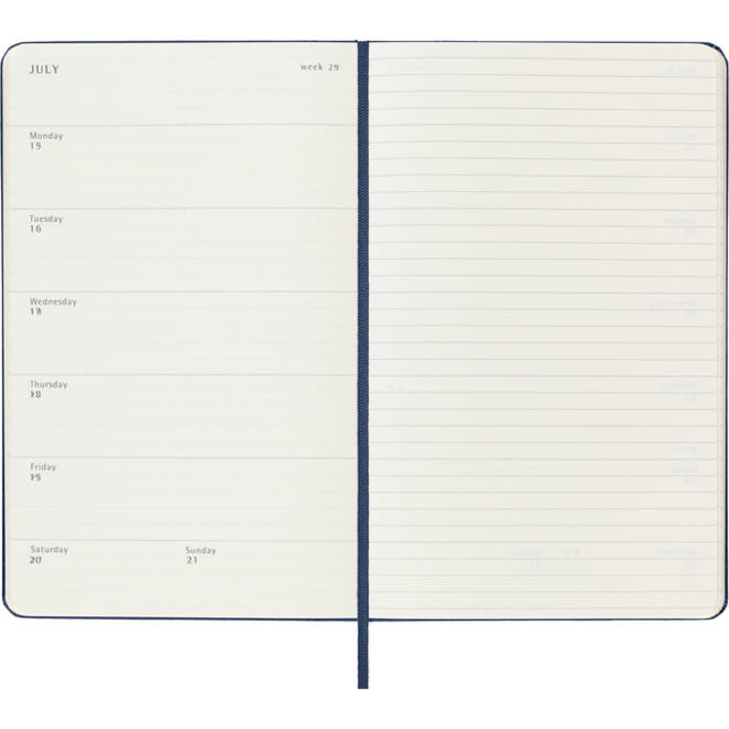 Agenda 2023/2024 Moleskine 18M Planner Weekly 7dag/1pagina large 130x210mm hard cover saffier blauw