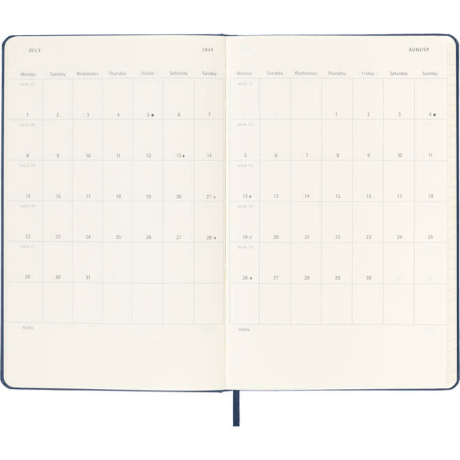 Agenda 2023/2024 Moleskine 18M Planner Weekly 7dag/1pagina large 130x210mm hard cover saffier blauw