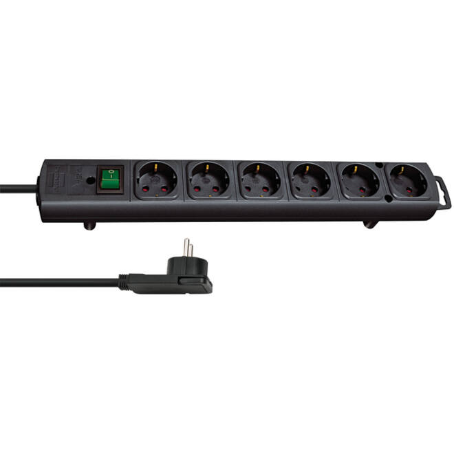 Stekkerdoos Brennenstuhl Comfort Plus 6 voudig inclusief platte stekker 2 meter zwart