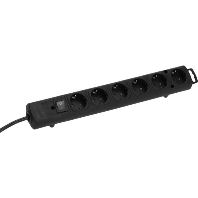 Stekkerdoos Brennenstuhl Comfort Plus 6 voudig inclusief platte stekker 2 meter zwart