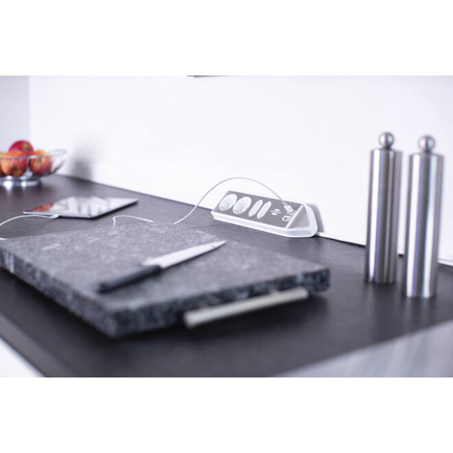 Stekkerdoos Brennenstuhl bureau Estilo 4 voudig inclusief 2 USB 2 meter wit/zilver