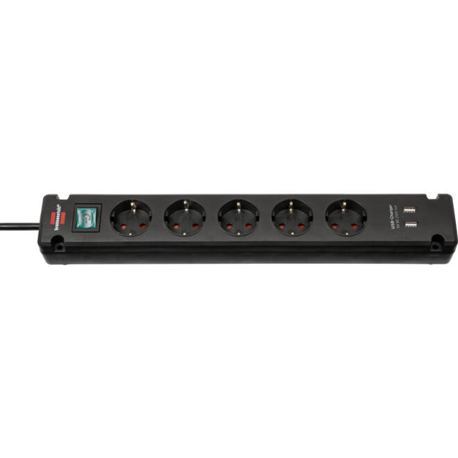 Stekkerdoos Brennenstuhl Bremounta 5 voudig inclusief 2 USB 3 meter zwart