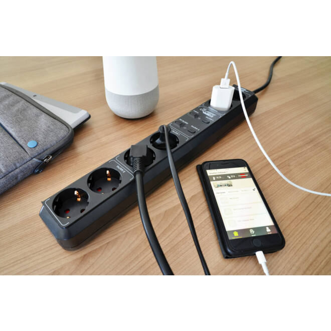 Stekkerdoos Brennenstuhl wifi Connect 2+4-voudig 1.5 meter zwart