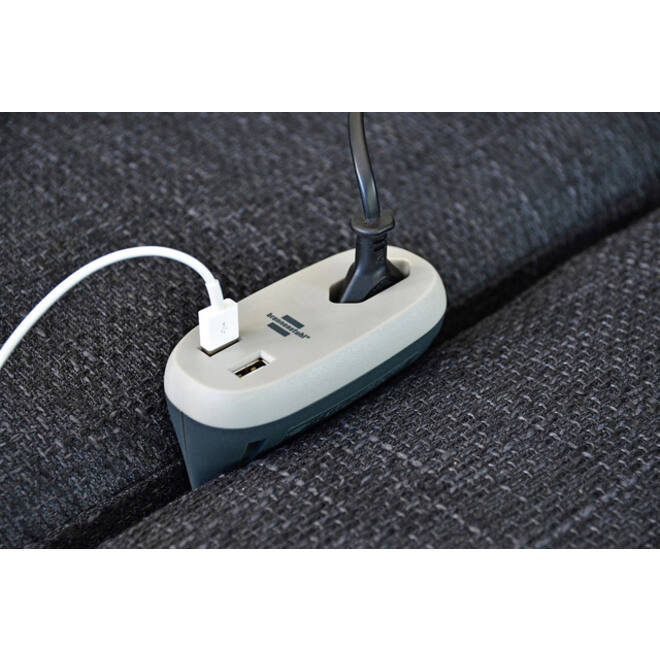 Laadstation Brennenstuhl Sofa 1 eurosocket 2 USB zwart/grijs