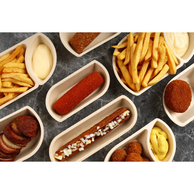 Snackbakje IEZZY A22 suikerriet PFAS-vrij 194x110x36mm 50 stuks