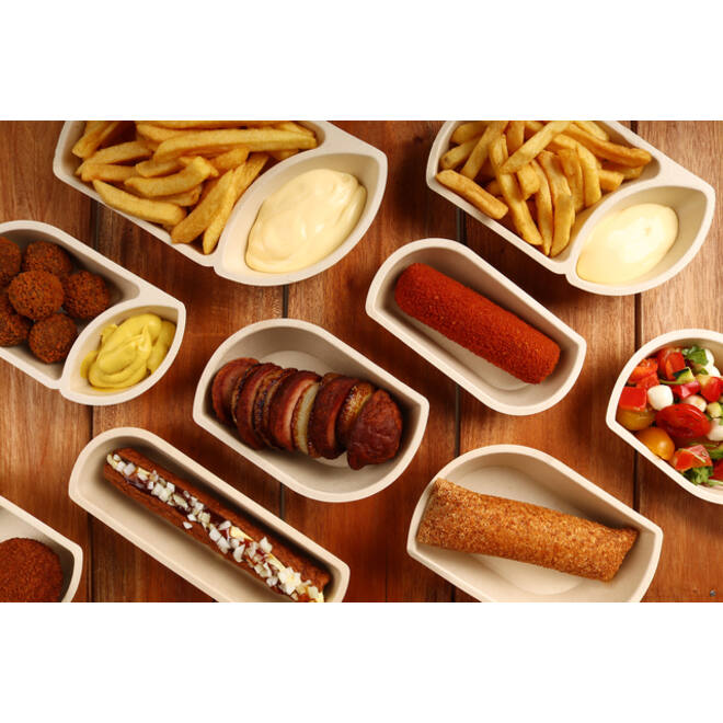 Snackbakje IEZZY A23 suikerriet PFAS-vrij 176x92x32mm 50 stuks