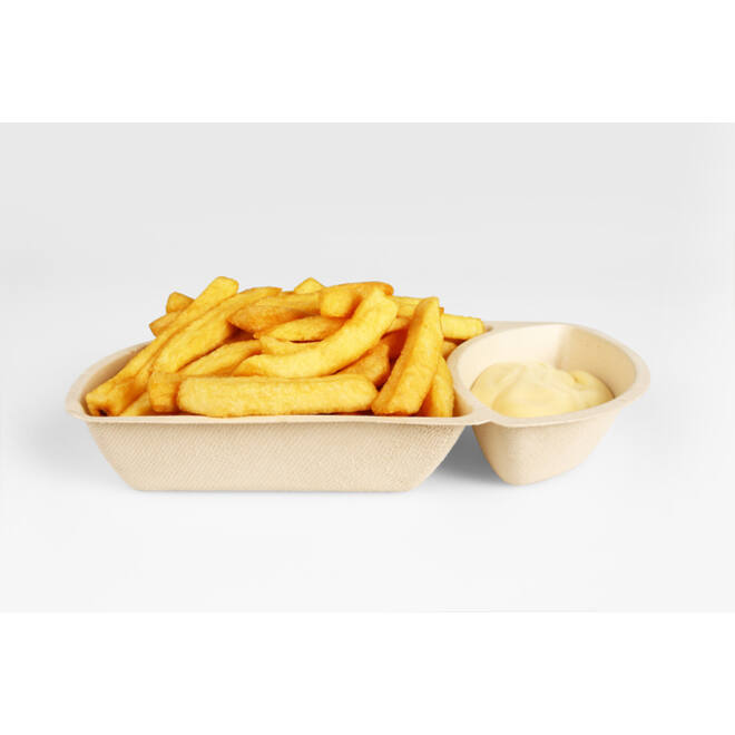 Snackbakje IEZZY A9 suikerriet PFAS-vrij 150x99x36mm 50 stuks