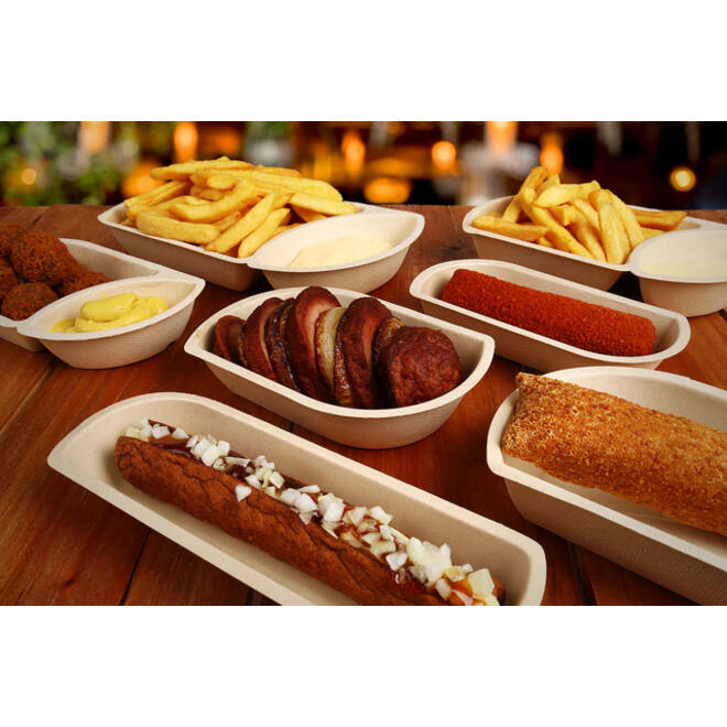Snackbakje IEZZY A5 suikerriet PFAS-vrij 154x76x31mm 50 stuks