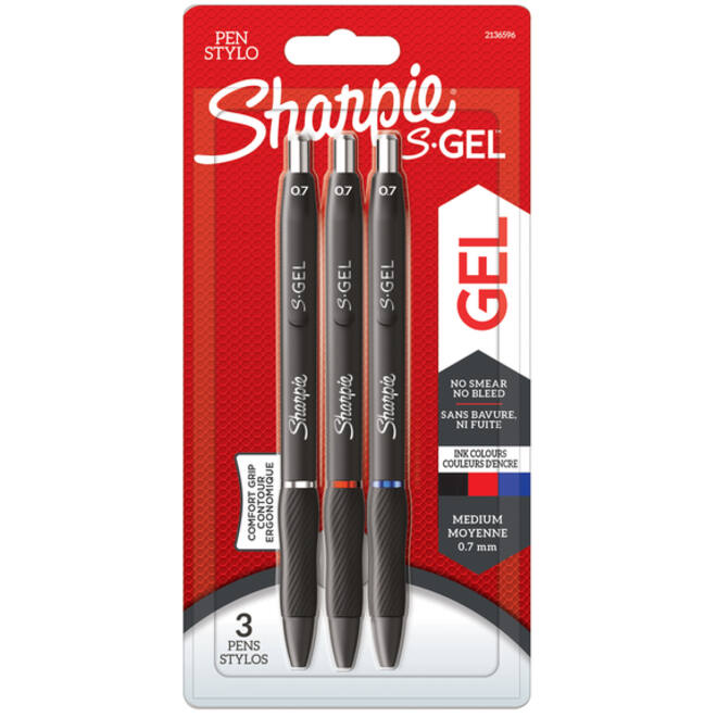 Gelschrijver Sharpie S-gel medium assorti blister à 3 stuks