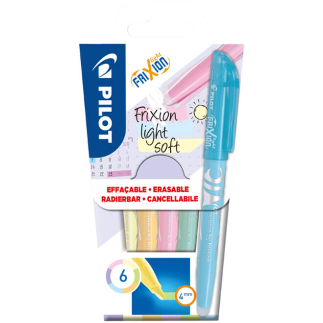 Markeerstift PILOT friXion light soft pastel assorti set à 6 stuks