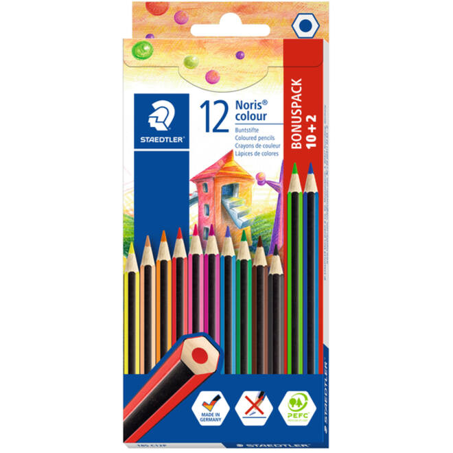 Kleurpotlood Noris 185 set à 10+2 kleuren gratis