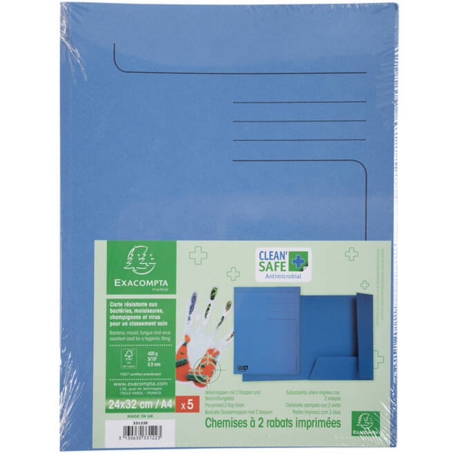 Dossiermap Exacompta Clean'Safe 2kleppen blauw
