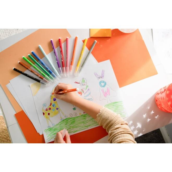 Kleurstiften BicKids couleur medium assorti schoolbox à 144 stuks