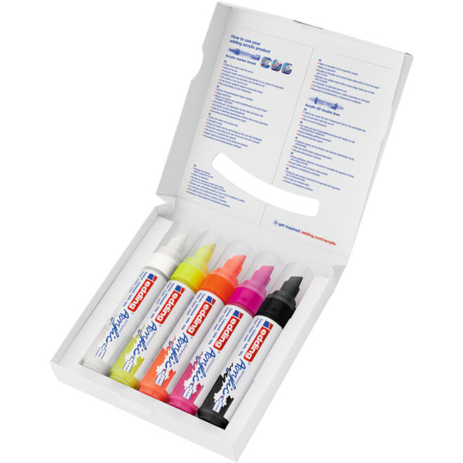Acrylmarker edding e-5000 breed neon assorti set à 5 stuks