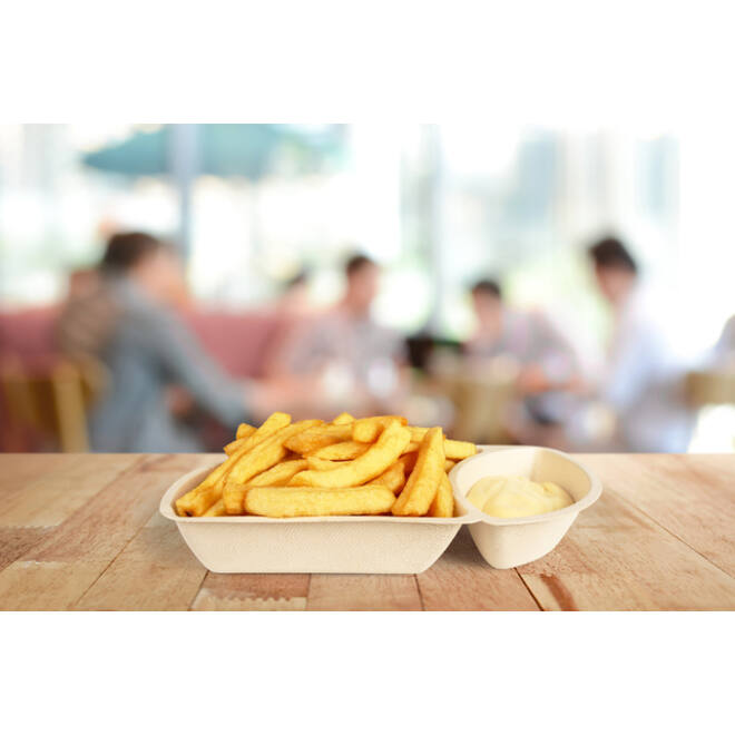 Snackbakje IEZZY A7 suikerriet PFAS-vrij 132x97x31mm 50 stuks