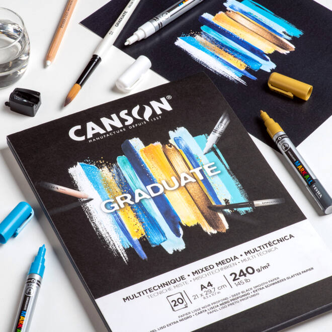 Tekenblok Canson Graduate Mixed Media black paper A3 20vel 240gr