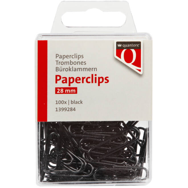 Paperclip Quantore 28mm 100 stuks zwart