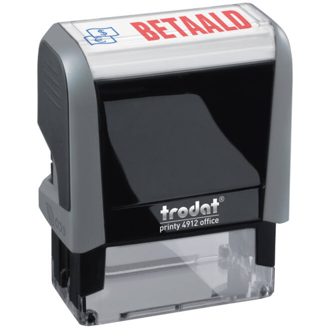 Tekststempel Trodat Printy 4912 betaald blauw rood
