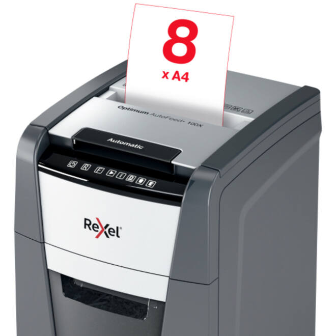 Papiervernietiger Rexel Optimum Auto+ 100X P4 snippers 4x28mm