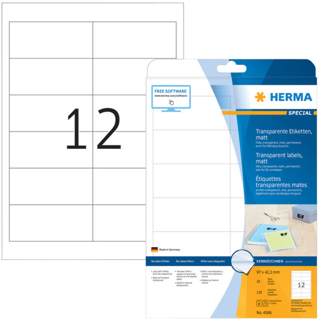 Etiket HERMA 4586 97x42.3mm weerbestendig transparant mat 120stuks