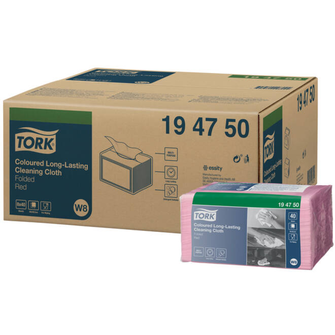 Reiningingsdoek Tork Long Lasting W8 multifunctioneel rood 194750