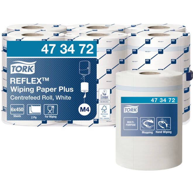 Poetsrol Tork Reflex ™ Plus M4 SmartCore® centerfeed 2 laags 150m wit 473472