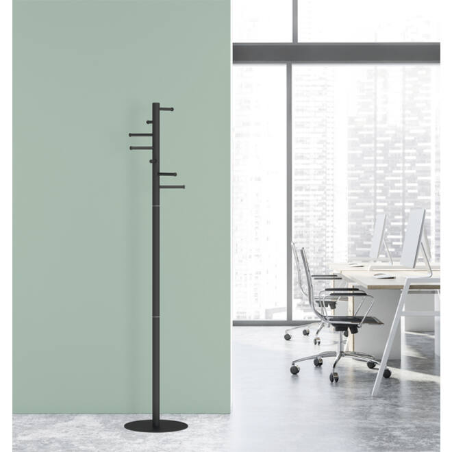 Kapstok MAUL Caurus staand 177cm 7 haken zwart RAL9004