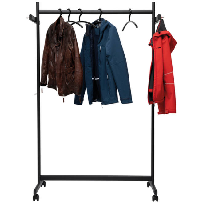 Garderoberek MAUL Samba mobiel 115X172X51cm 40kg, 10 haken zwart RAL9004
