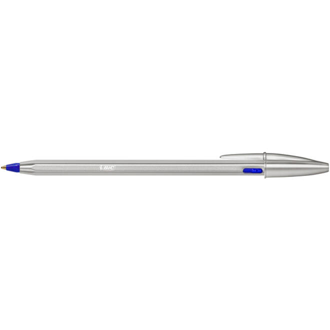 Balpen Bic Cristal Re-new medium blauw blister à 1 balpen + 2 vullingen