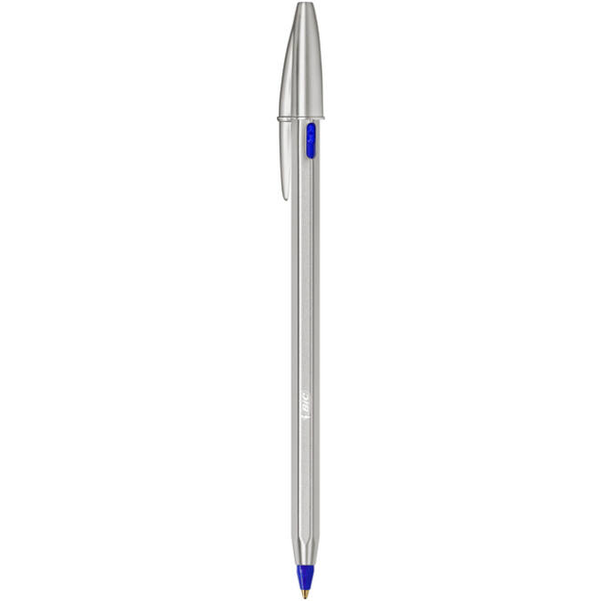 Balpen Bic Cristal Re-new medium blauw blister à 1 balpen + 2 vullingen