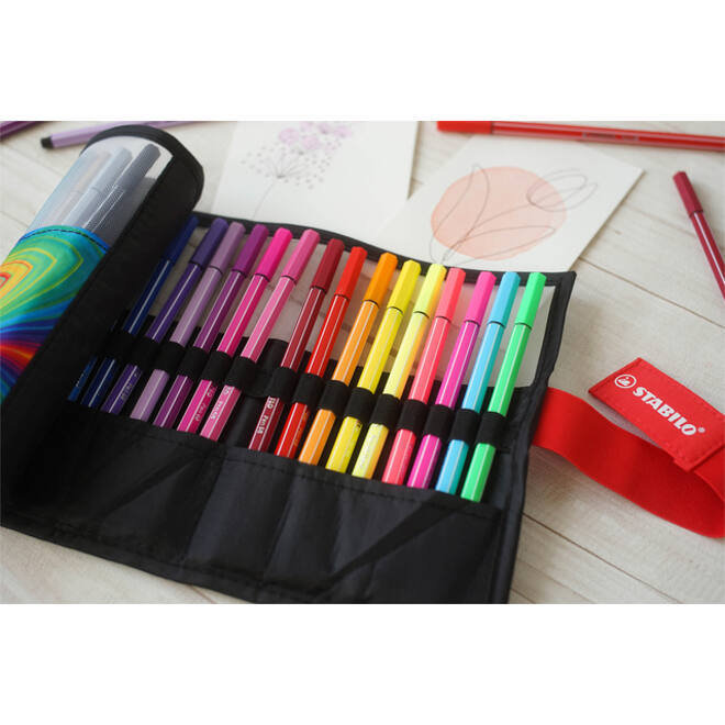 Viltstift STABILO Pen 68/25 Arty roletui medium assorti set à 25 stuks
