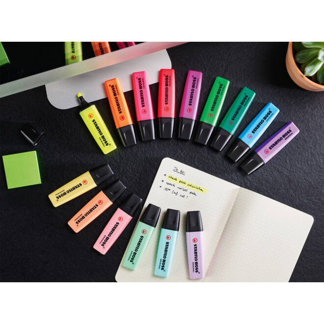 Markeerstift STABILO BOSS Original 70/15 pastel assorti deskset à 15 stuks