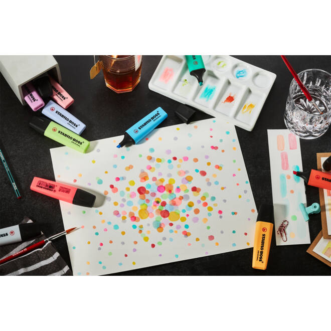 Markeerstift STABILO BOSS Original 70/4 pastel incl grijs assorti etui à 4 stuks