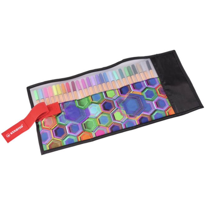 Fineliner STABILO point 88/25 Arty rollerset zwart fijn assorti etui à 25 stuks