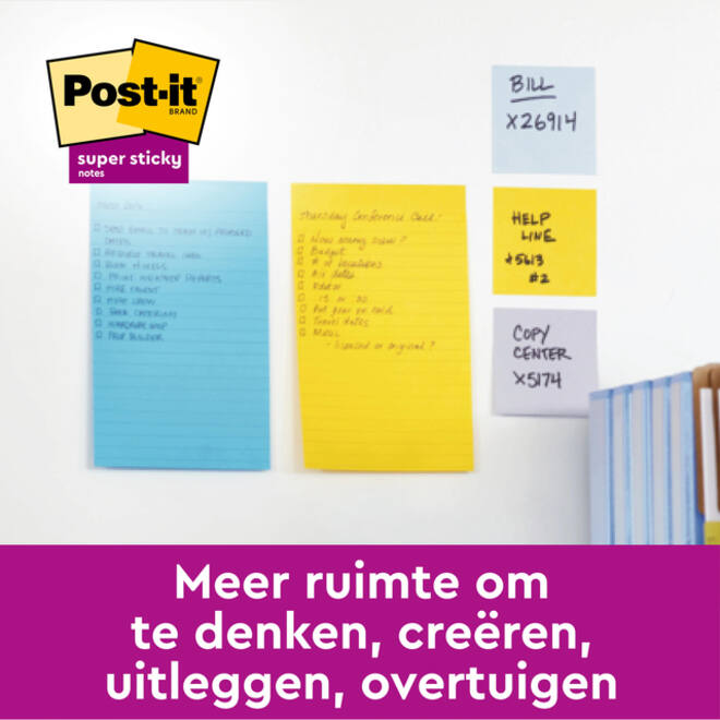 Memoblok Post-it 6445 Super Sticky 152x101mm assorti
