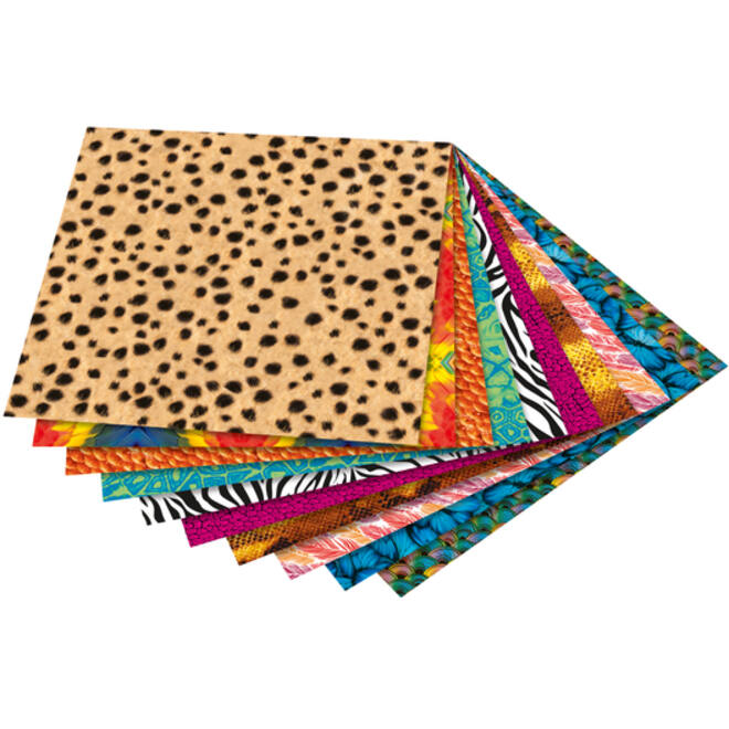 Vouwblaadjes Folia 80gr 15x15cm 50 vel 2-zijdig 10 wildlife designs
