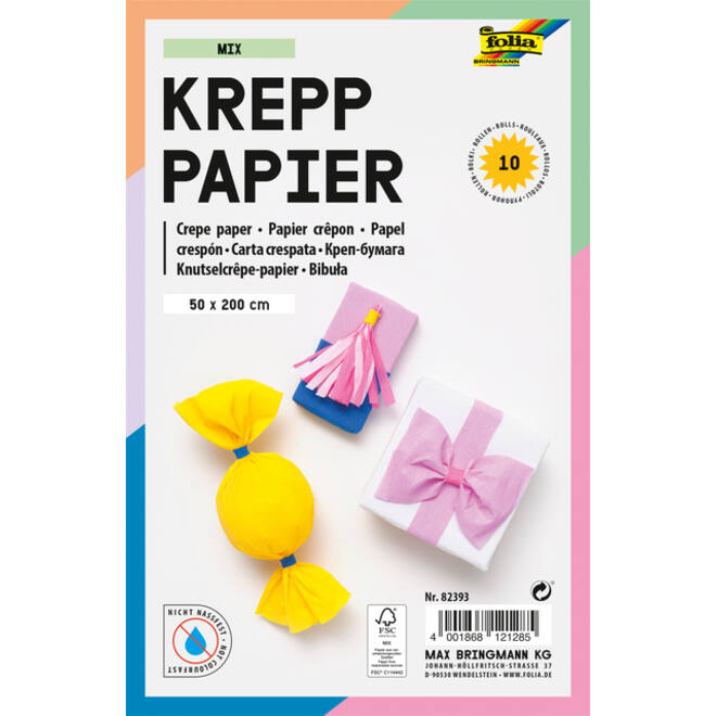 Crêpepapier Folia 50x200cm Mix 10 kleuren