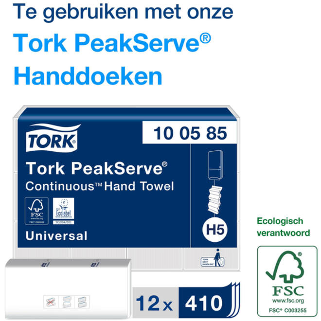 Handdoekdispenser Tork H5 Elevation PeakServe klein wit 552550