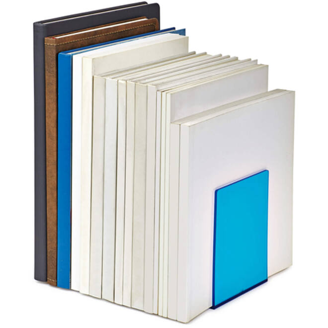 Boekensteun MAUL 10x10x13cm acryl set 2 neon blauw transparant