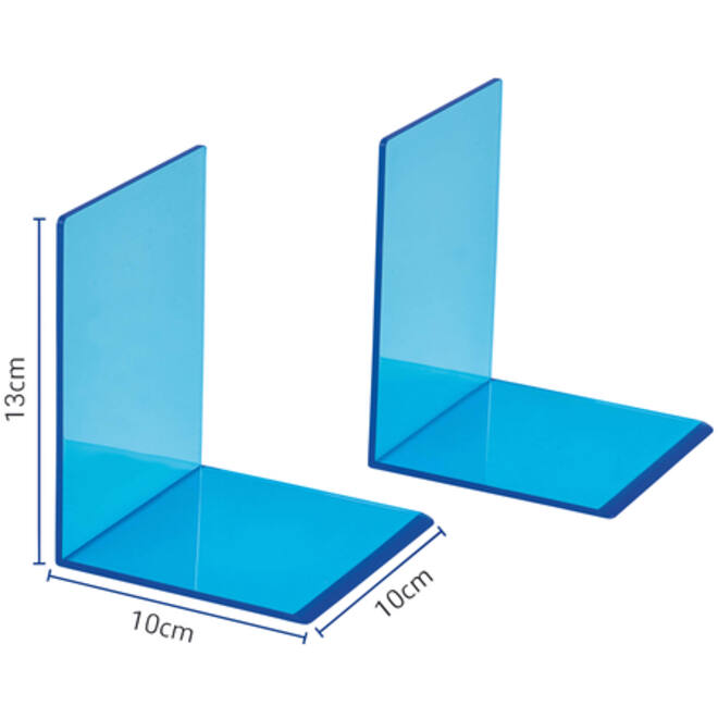 Boekensteun MAUL 10x10x13cm acryl set 2 neon blauw transparant