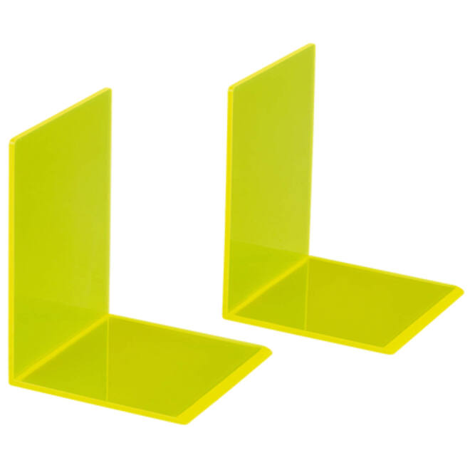 Boekensteun MAUL 10x10x13cm acryl set 2 neon geel transparant